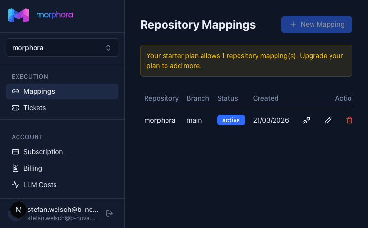 Repository mapping connecting the morphora repo to the main branch